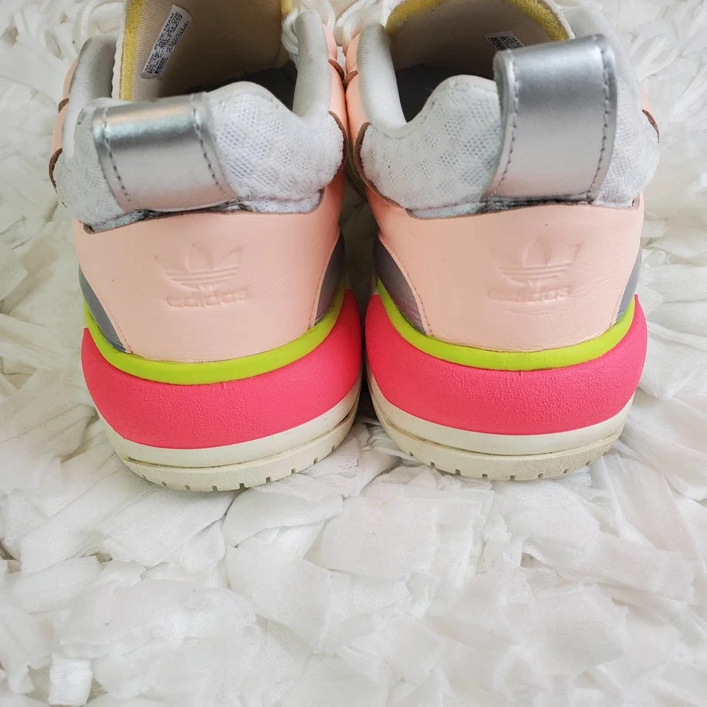adidas Originals Women's Chunky Sneakers in White, Pink, Lime & Silver